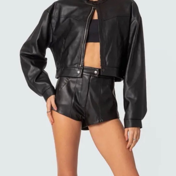 Edikted Pants - EDIKTED Ramona High Waist Faux Leather
Shorts EUC